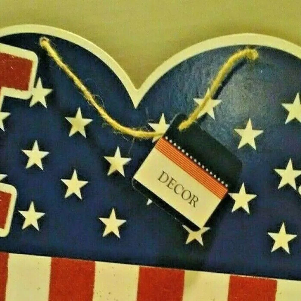 Décor Patriotic Sign I Love USA Red White Blue